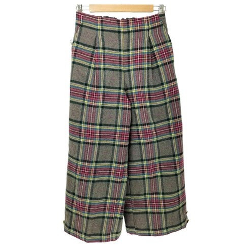 アズノゥアズドゥバズ as know as de base タック タータンチェック ウール ワイドパンツ レディース