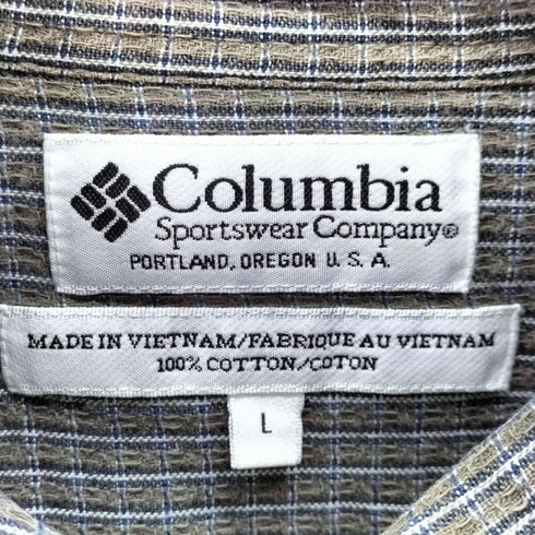 コロンビア Columbia チェック 半袖ボタンダウンシャツ メンズ import:L