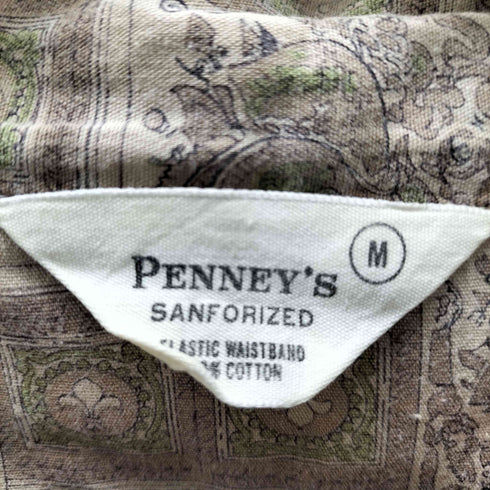 ペニーズ PENNEYS SANFORIZED 三角タグ 総柄 開襟オープンカラー パジャマ シャツ ボタンフライ イージー パジャマ パンツ セットアップ メンズ M