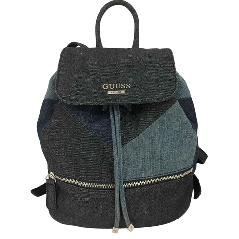 ゲス GUESS デニム パッチワーク ミニ バッグパック リュック 裏地レオパード レディース