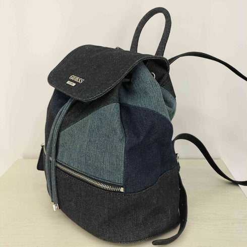 ゲス GUESS デニム パッチワーク ミニ バッグパック リュック 裏地レオパード レディース