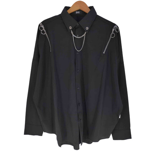 チック THICC ショルダー ジップ ギミック ポリエステル L/S シャツ 韓国 メンズ FREE