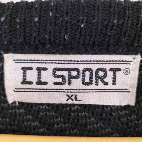 LL SPORT 韓国製 レザーデザイン アクリルニット メンズ XL