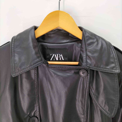 ザラ ZARA フェイクレザー トレンチコート レディース import:S