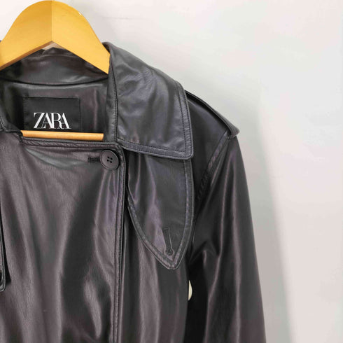 ザラ ZARA フェイクレザー トレンチコート レディース import:S