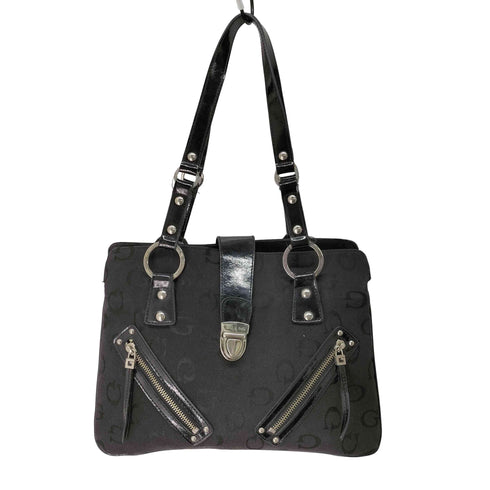 ゲス GUESS Y2K エナメル×キャンバス コンビ ショルダーバッグ レディース