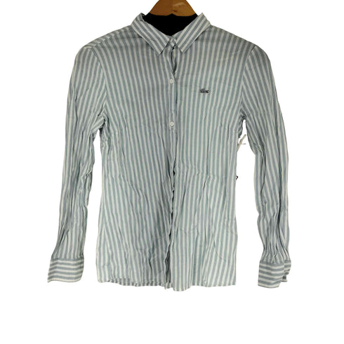 ラコステ LACOSTE ワンポイント刺繍 ストライプ L/S シャツ レディース JPN:36