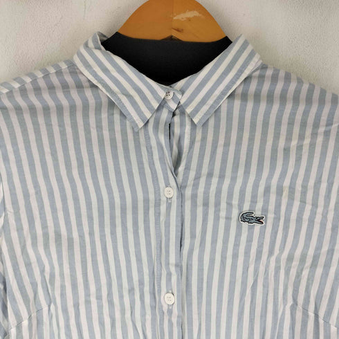 ラコステ LACOSTE ワンポイント刺繍 ストライプ L/S シャツ レディース JPN:36