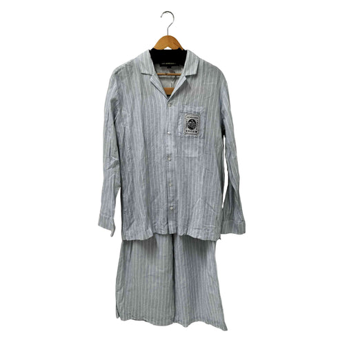 レスベンジャミンズ LES BENJAMINS ストライプ柄 イラストロゴ刺繍 長袖シャツ ストライプ柄 イージーパンツ セットアップ メンズ S