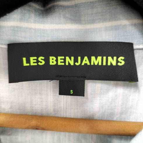 レスベンジャミンズ LES BENJAMINS ストライプ柄 イラストロゴ刺繍 長袖シャツ ストライプ柄 イージーパンツ セットアップ メンズ S