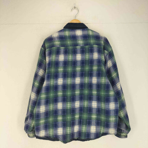 CAVENLINE LS. SPORTS 裏地キルティング コーデュロイ襟 チェック柄 シャツジャケット メンズ import:L
