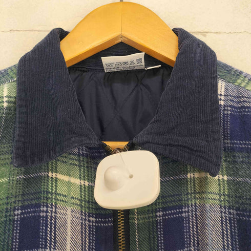 CAVENLINE LS. SPORTS 裏地キルティング コーデュロイ襟 チェック柄 シャツジャケット メンズ import:L