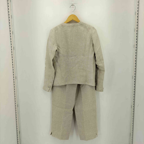 アニエスベー agnes b. リネン ノーカラージャケット ストレートパンツ セットアップ レディース 38