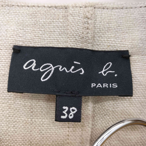 アニエスベー agnes b. リネン ノーカラージャケット ストレートパンツ セットアップ レディース 38
