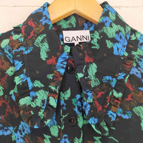 ガニー Ganni ボタニカル柄 レース襟 シャツ ブラウス import レディース 34