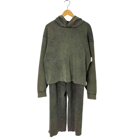 ザラ ZARA VINTAGE-EFFECT QOVURGʻALI CROPPED HUDDIE & VINTAGE-EFFECT QOVURGʻALI SHIM ヴィンテージ加工 セットアップ メンズ TOPS:M/PANTS:S