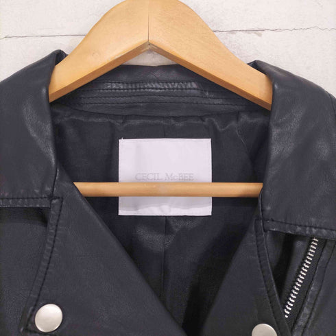 セシルマクビー CECIL McBEE フェイクレザーライダースジャケット レディース JPN:M
