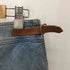 ローレンジーンズカンパニー LAUREN JEANS COMPANY 90-00S 旧タグ サイドレザー ベルト デニム ロング スカート レディース 8P