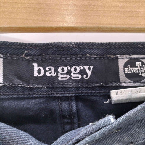 リーバイス Levis 90-00S USA製 ボタン裏977 刻印 silverTab baggy シルバータブ バギー 後染め ブラック デニム パンツ 極太 メンズ W34L32