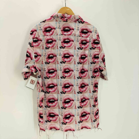 ディスイズネバーザット thisisneverthat 23SS TNT Lips Rayon Shirt リップス キスマーク プリント 総柄 S/S レーヨン オープンカラー シャツ カットオフ リメイク メンズ import:XL