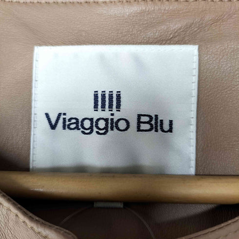 ビアッジョブルー Viaggio Blu ラムレザー ノーカラージャケット レディース JPN:2