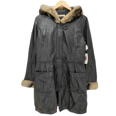 neuf cent neuf レッキスファー 羊革 フーデッド ラムレザーコート レディース JPN:40