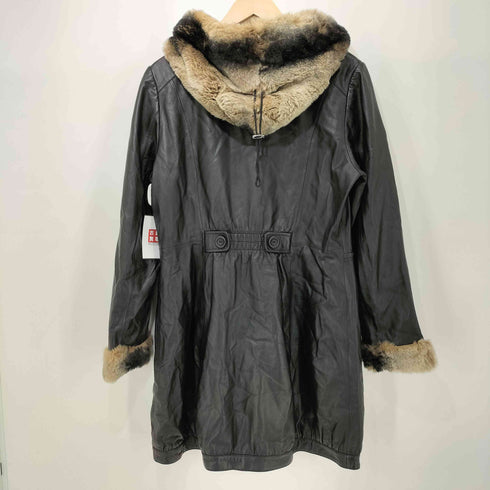 neuf cent neuf レッキスファー 羊革 フーデッド ラムレザーコート レディース JPN:40