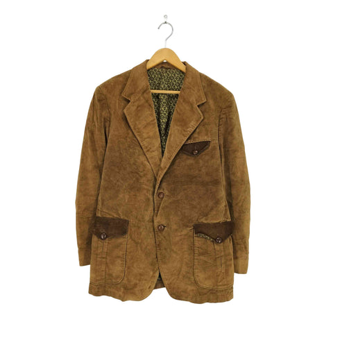 ペニーズタウンクラフト PENNEYS TOWNCRAFT 裏地総柄スウェードレザー切り替えコーデュロイテーラードジャケット メンズ US:44