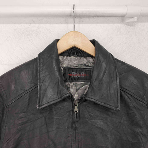REILLY OLMES 襟付きジップアップレザージャケット ダブルジップ メンズ import:L