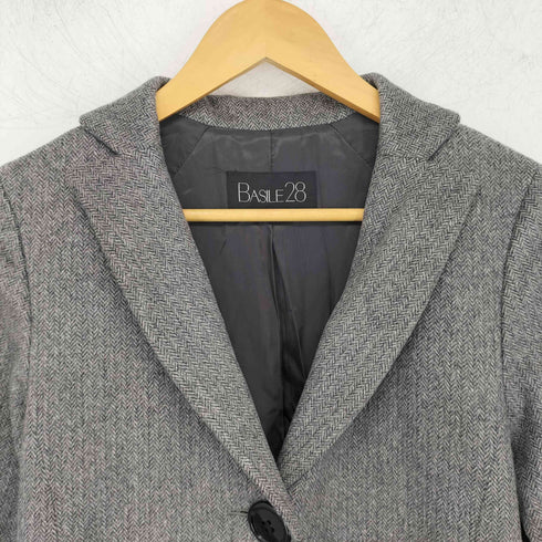 バジーレヴェントット BASILE 28 カシミヤ100 ヘリンボーン チェスターコート レディース JPN:40
