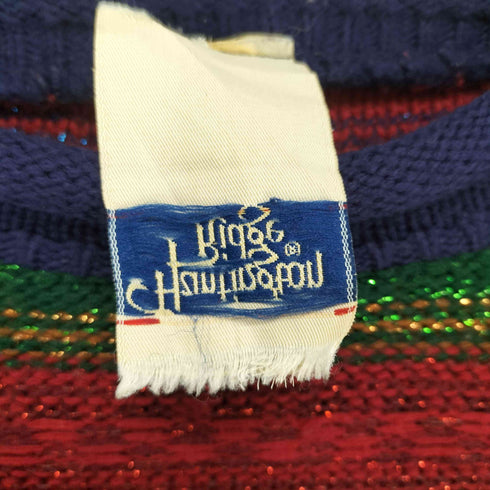 Huntington Ridge USA製 ラメデザインマルチカラーボーダー3Dニット メンズ L