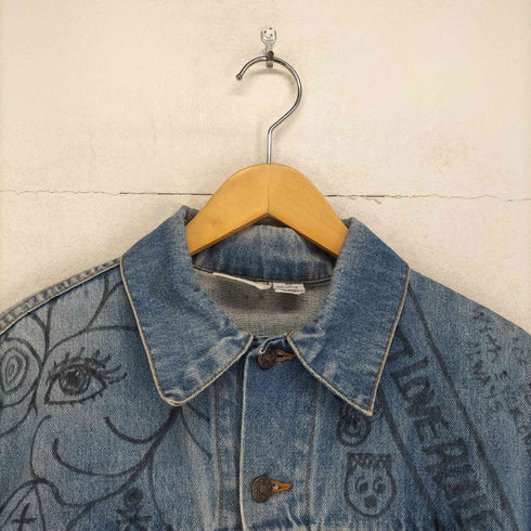 Quality Fashion イラストデザインデニムトラッカージャケット メンズ 40