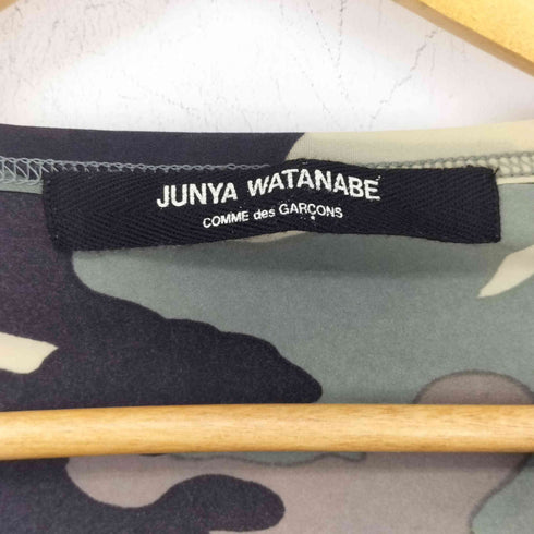 ジュンヤワタナベコムデギャルソン JUNYA WATANABE COMME des GARCONS 迷彩 Uネック ポリエステル ロングスリーブ クロップド 長袖Tシャツ レディース