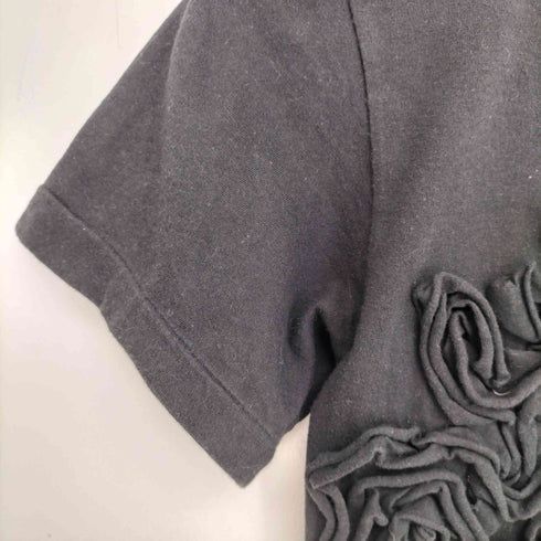 ローブドシャンブルコムデギャルソン robe de chambre COMME des GARCONS 立体花モチーフ テープ刺繍 Uネック カットソー レディース