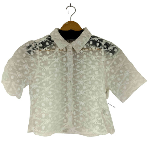 ザラ ZARA S/S レースデザインシャツ レディース import:L