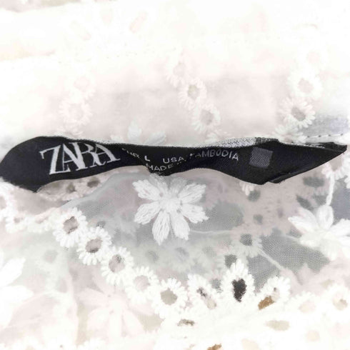ザラ ZARA S/S レースデザインシャツ レディース import:L