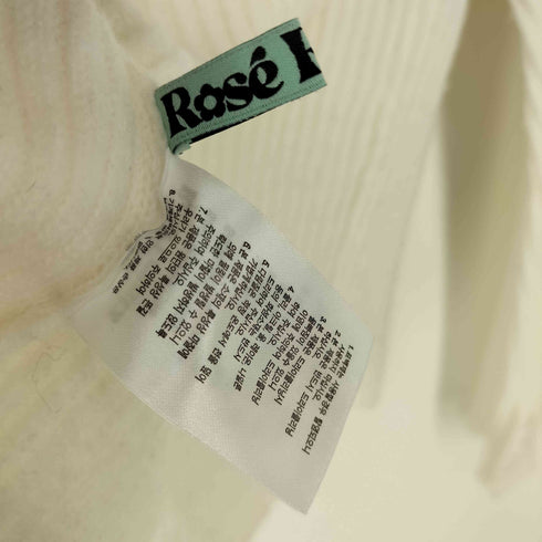 ROSE FRANTZ アシンメトリー ロゴ メタルプレート リブ編み 異素材 ニット カーディガン レディース ONE SIZE