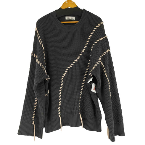 ザラ ZARA コントラストステッチニット メンズ JPN:M