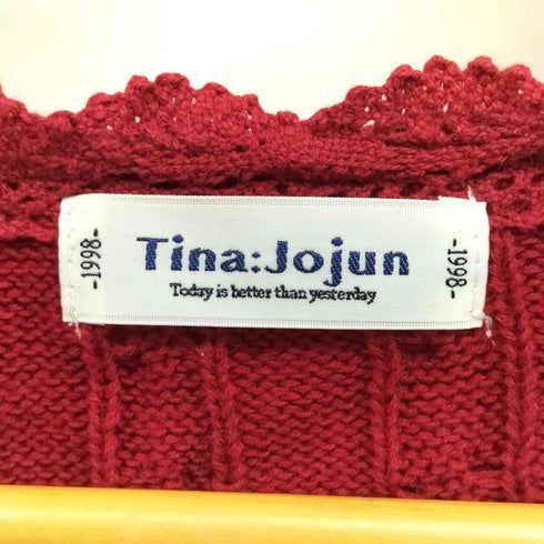 ティーナジョジュン TINA:JOJUN ケーブル柄 半袖カーディガン レディース JPN:M