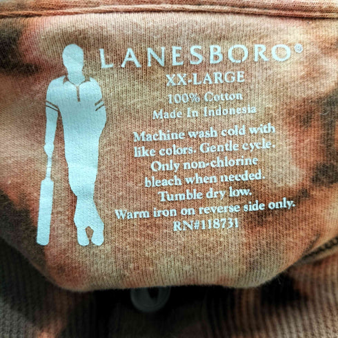 LANESBORO 抜染 タイダイ ヘンリーネック ワッフル サーマル L/S カットソー ロンT メンズ XXL