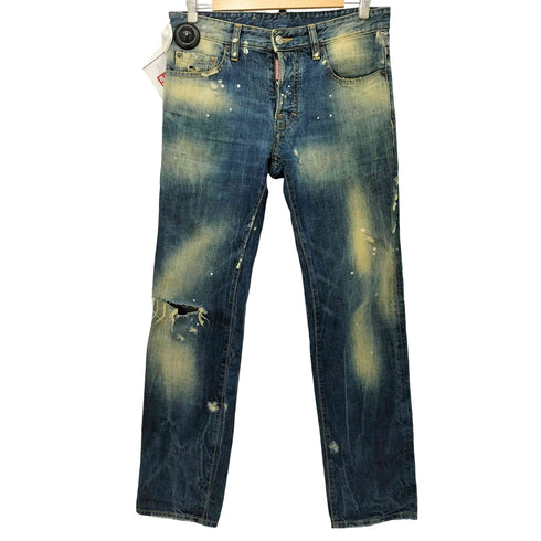 ディースクエアード DSQUARED2 00s ウォッシュド ペンキ ダメージデニム スキニー メンズ JPN:44