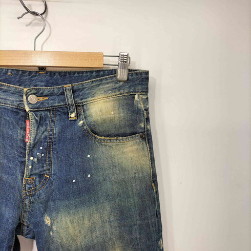 ディースクエアード DSQUARED2 00s ウォッシュド ペンキ ダメージデニム スキニー メンズ JPN:44