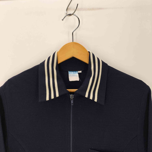 アディダス adidas 70S 西ドイツ製 ユーロ トレフォイル ロゴ リブ ボーダー 襟付き レトロカラー ポロ トラック ジャケット OPTI ジップ vintage ヴィンテージ メンズ 50