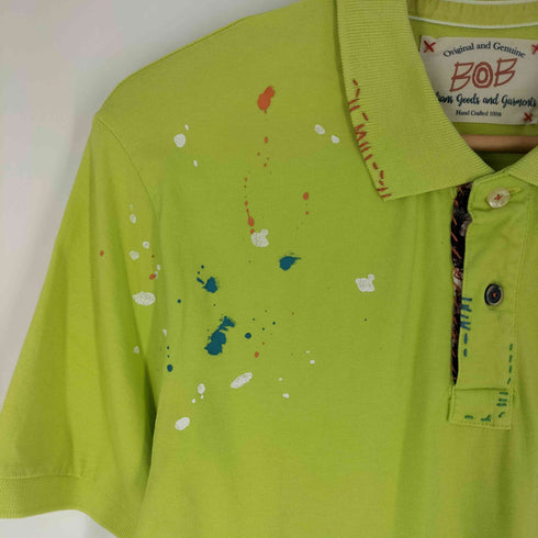 BOB ペイント加工 半袖ポロシャツ メンズ L
