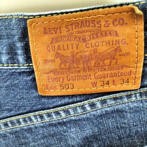 リーバイス Levis 00S 503 先染め 牛革パッチ 5ポケット ジップフライ ブラック デニム パンツ メンズ US:34-35