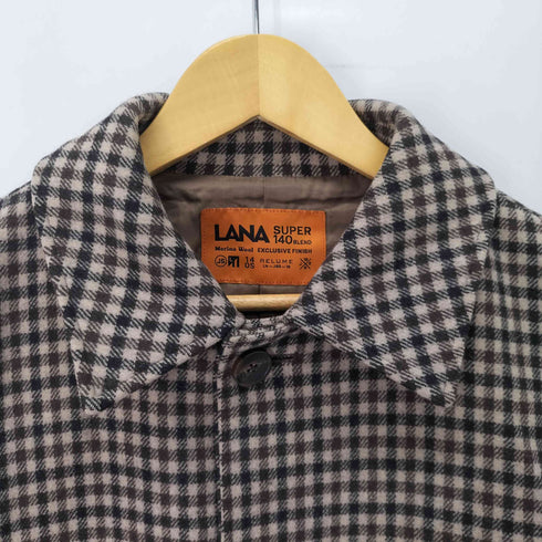 ジャーナルスタンダードレリューム JOURNAL STANDARD relume LANA WOOL/SUPER 140S ステンカラー ウール コート チェック メンズ JPN:XL
