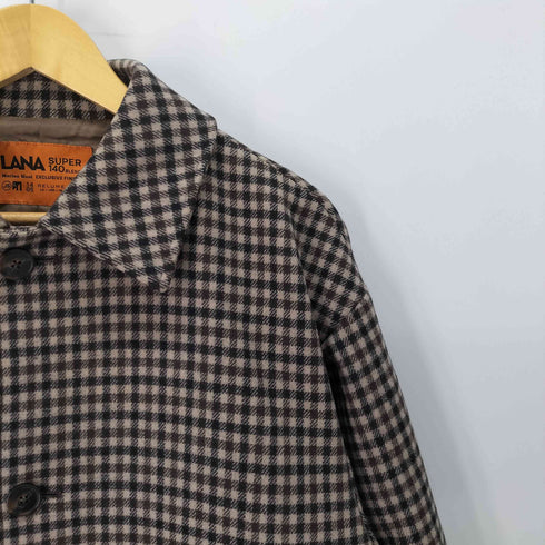 ジャーナルスタンダードレリューム JOURNAL STANDARD relume LANA WOOL/SUPER 140S ステンカラー ウール コート チェック メンズ JPN:XL