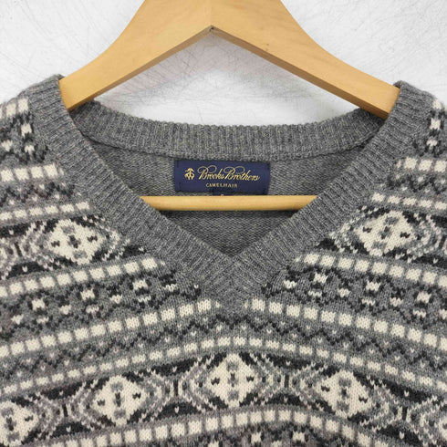 ブルックスブラザーズ BROOKS BROTHERS キャメルヘア ネイティブ柄 Vネックニット メンズ JPN:S