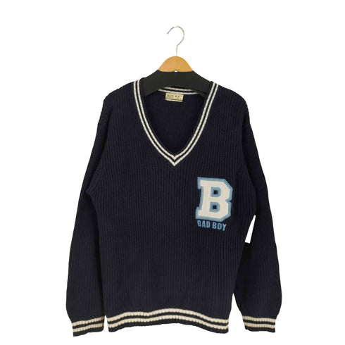 BAD BOY 90~00S Vネック Bロゴニット メンズ JPN:L