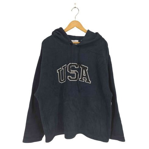 USA フリント刺繍フリースプルオーバーパーカー メンズ L